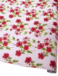 Подарочная бумага в листах 70см х 100см с рисунком "Цветы на розовом фоне".
