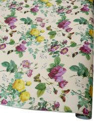 Подарочная бумага в листах 70см х 100см с рисунком "Розы и бабочки".