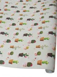 Подарочная бумага в листах 70см х 100см с рисунком "Кактусы".