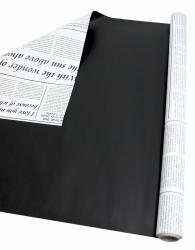 Флористическая матовая плёнка Корея 65мкм. с рисунком Газета чёрный, 58см*10м.