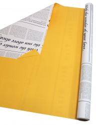 Флористическая матовая плёнка Корея 65мкм. с рисунком Газета жёлтый, 58см*10м.